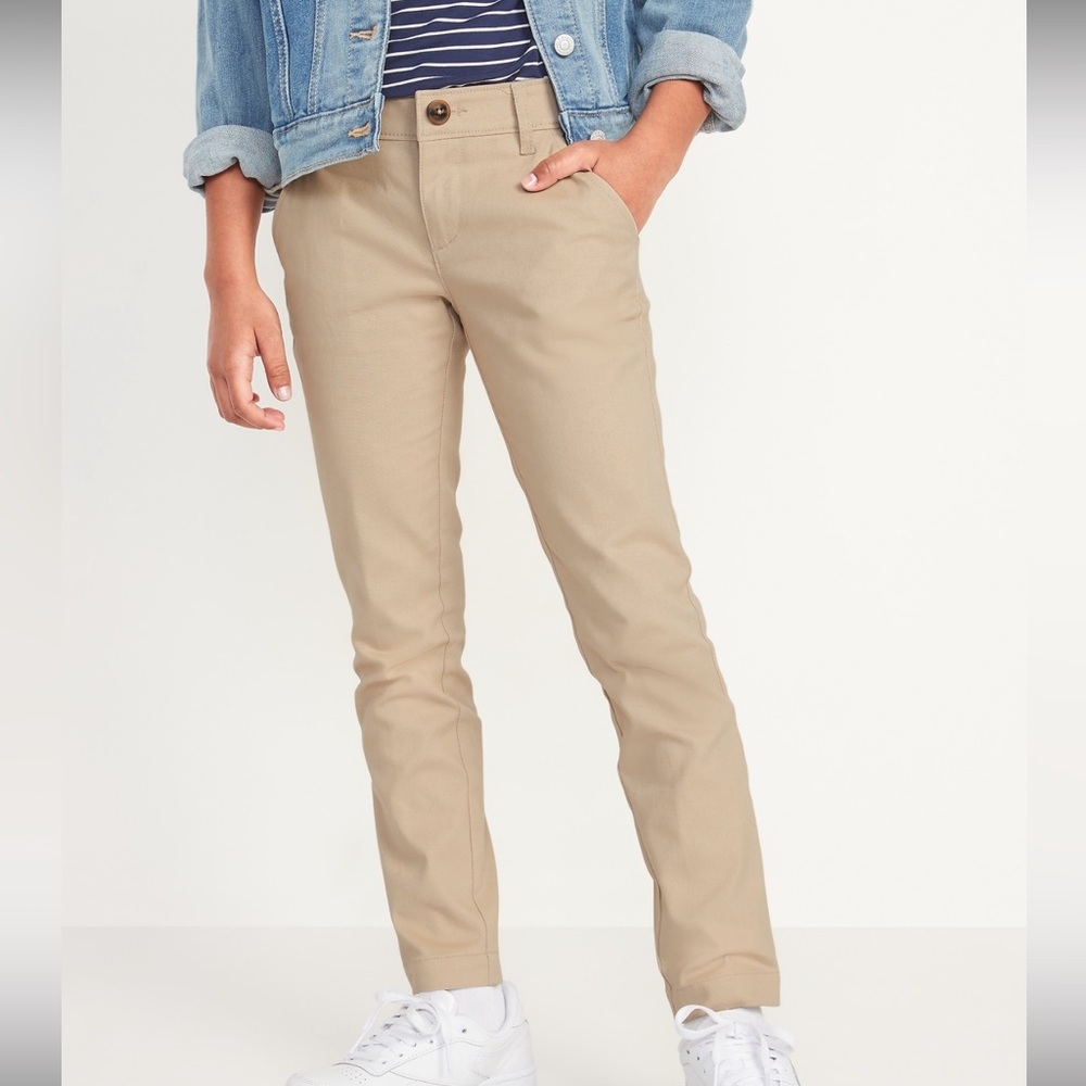 Old Navy School Uniform Skinny Pull-on Tech Pants for Girls Tan M(8) NWT